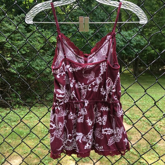 Maroon & White Patterned Aeropostale Tank - Picture 2 of 3